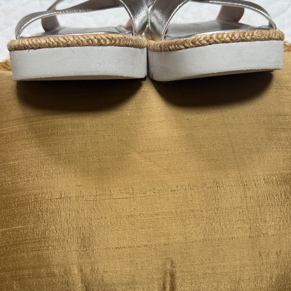 Stuart Weitzman Silver Roza Lift Leather Slide Sandals 6.5B - Picture 5 of 14